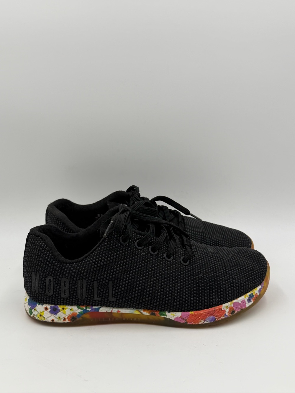 NOBULL Floral Gum Trainer Shoes CrossFit Workout Black Women’s 8 Men’s 6.5